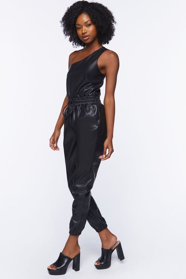 Faux leather jumpsuit forever 21 best sale