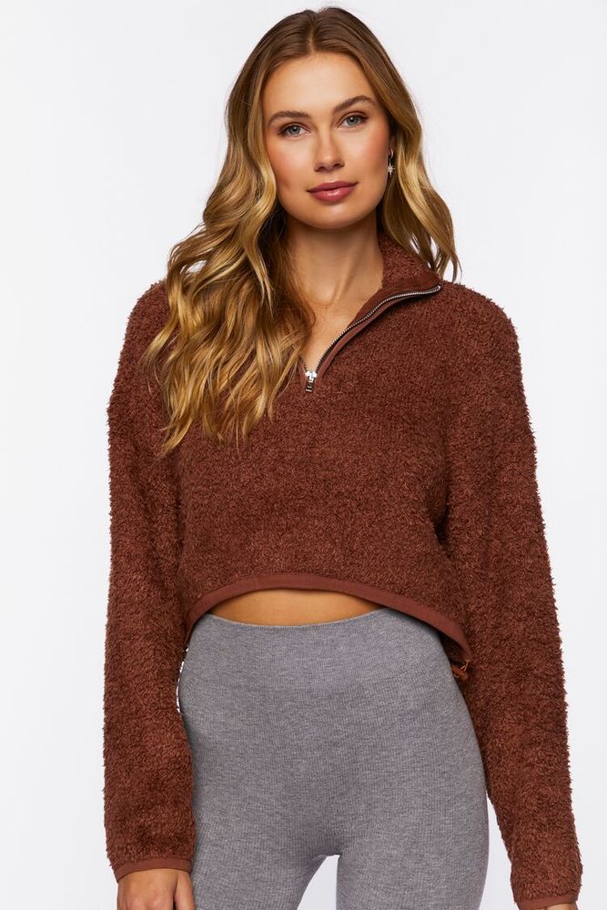 Fuzzy half zip sweater on sale