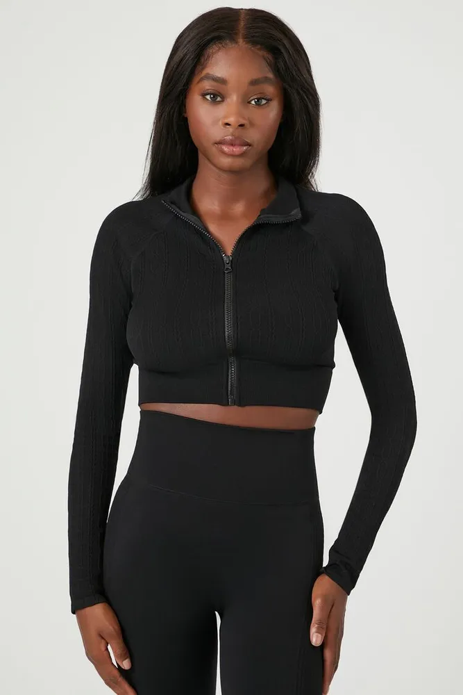 Forever 21 Women s Active Seamless Cropped Jacket in Black Small