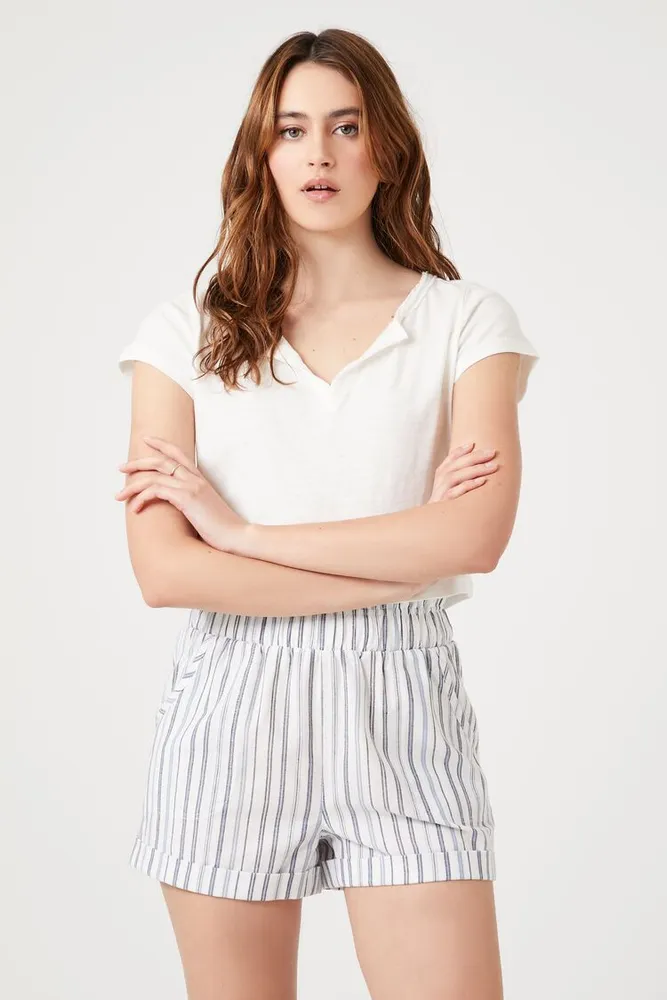 Black and white striped high waisted shorts 2025