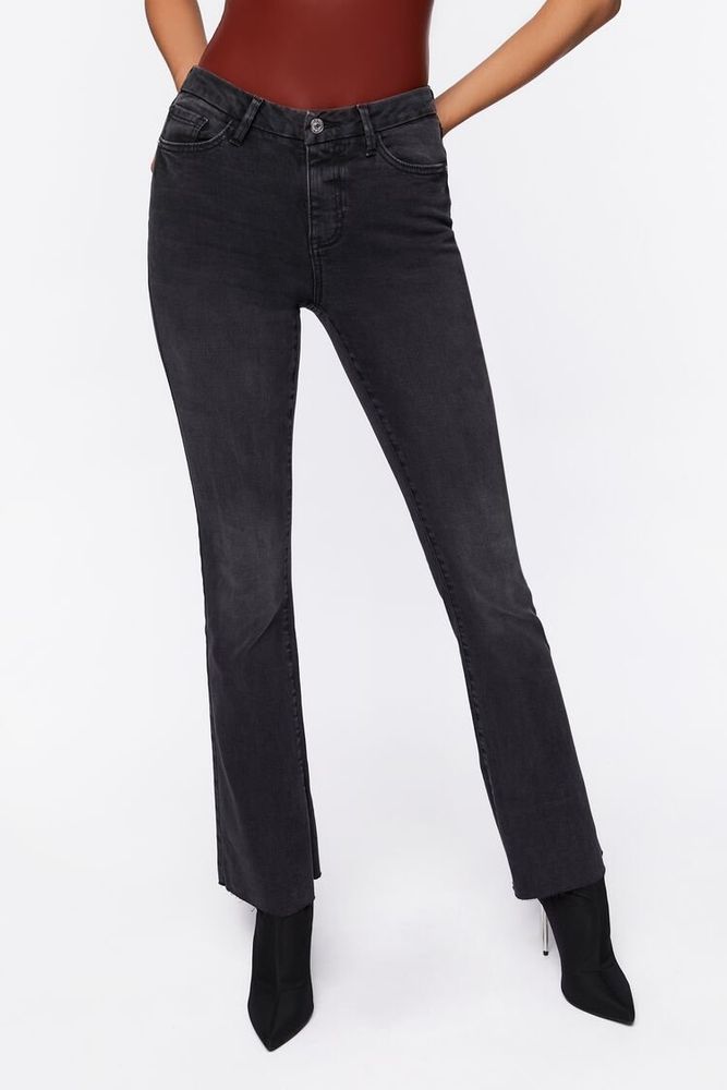 Black curvy bootcut jeans top