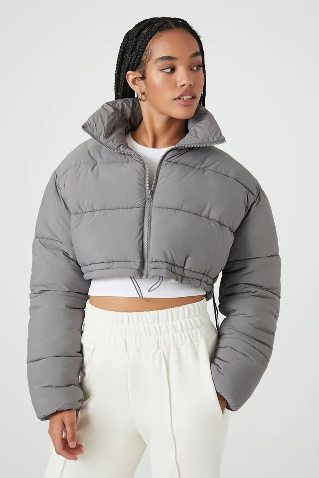 Forever 21 cropped puffer jacket clearance