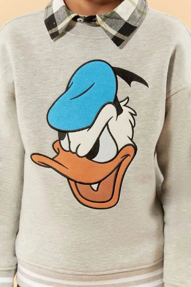 Forever 21 Kids Disney Donald Duck Pullover Girls Boys in Grey