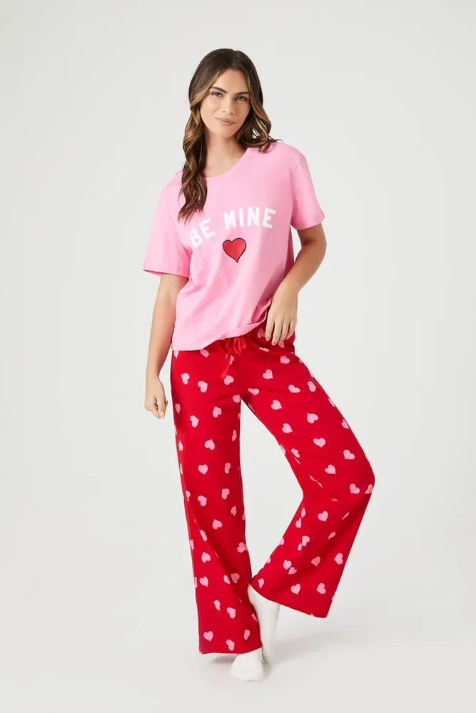 Forever 21 Women s Be Mine Tee Pants Pajama Set in Red Medium