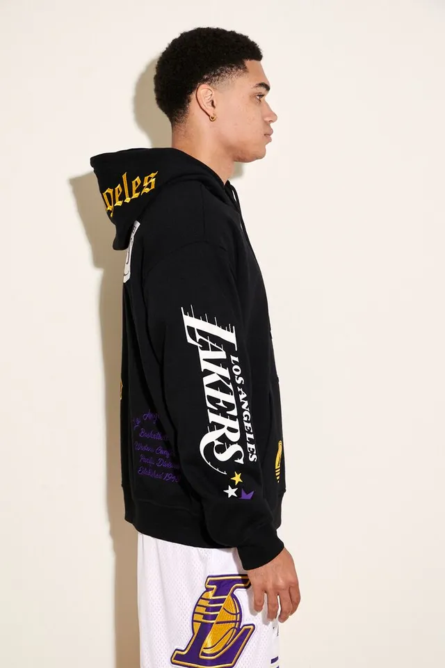 Forever 21 Men Los Angeles Lakers Embroidered Hoodie in Black