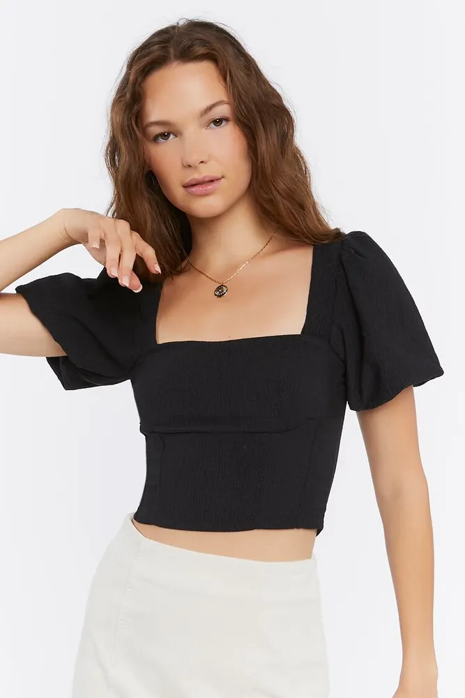 Puff sleeve top forever 21 clearance