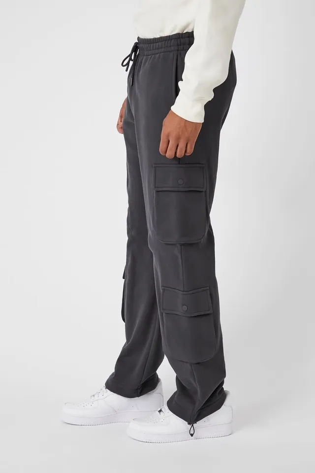 Forever 21 Men Toggle Drawstring Cargo Pants in Dark Grey