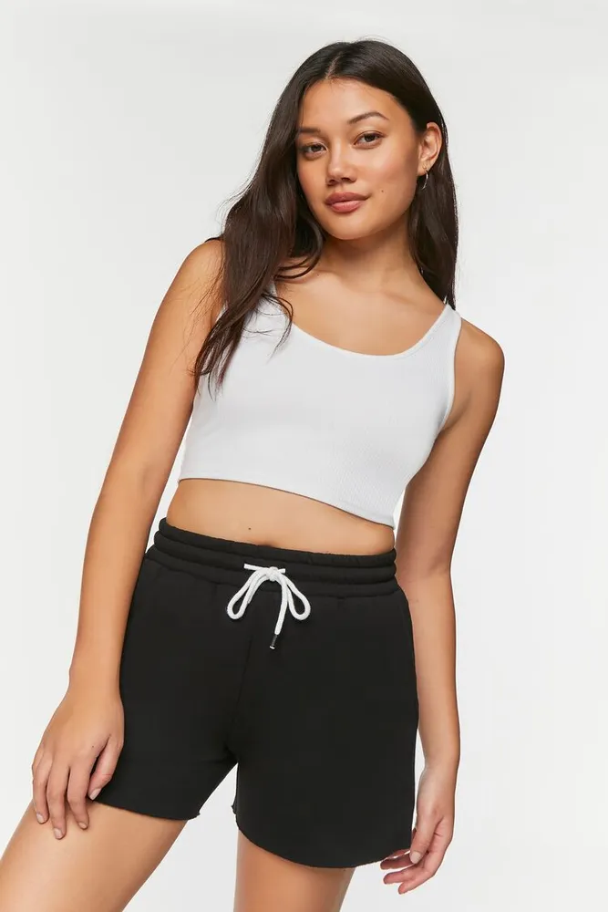 Fleece drawstring shorts top