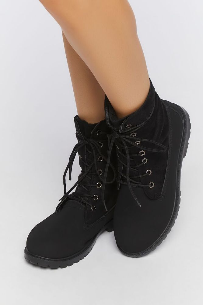 Forever 21 Women s Faux Suede Lace Up Booties in Black 6