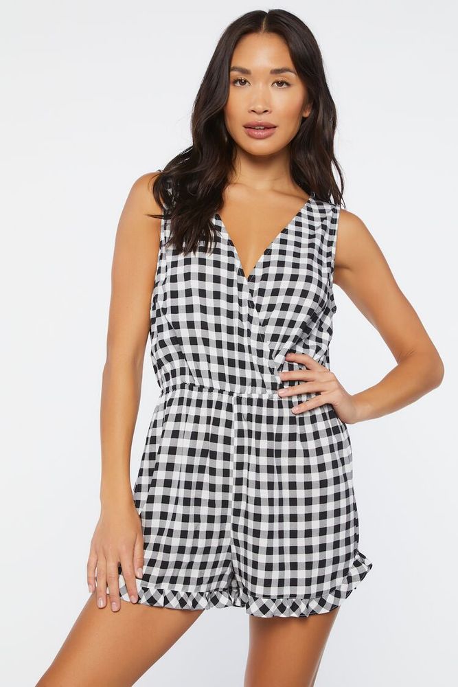 Gingham romper sales womens