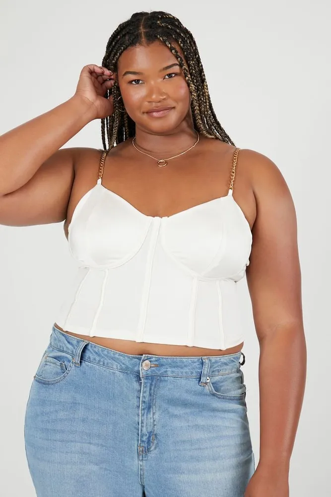 Forever 21 Women s Chain Strap Bustier Cami in White 3X