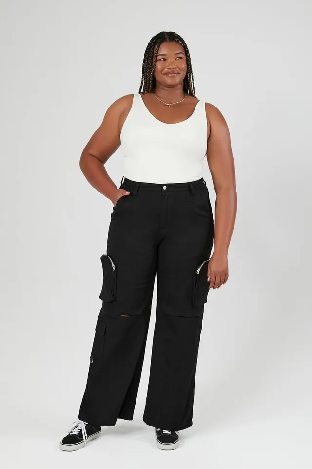 Forever 21 Women s Split Knee Cargo Pants Black CoolSprings