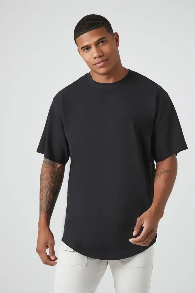 Curved hem t shirt mens sale