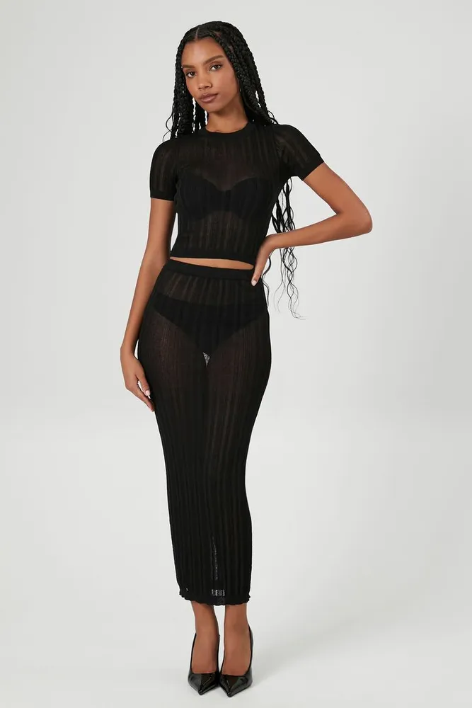 Black sweater deals knit skirt