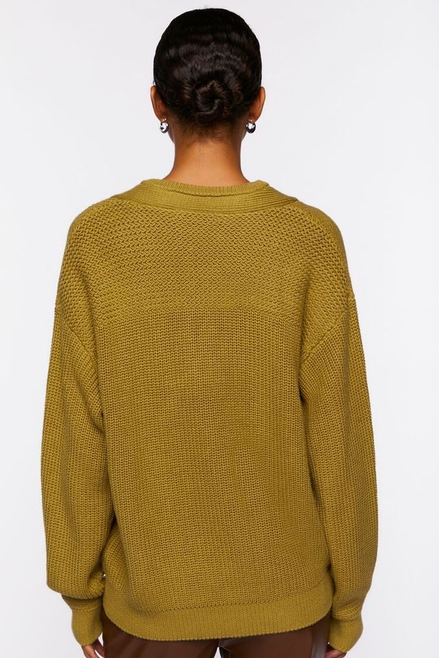 Forever 21 Women s Half Button Drop Sleeve Sweater in Light Olive