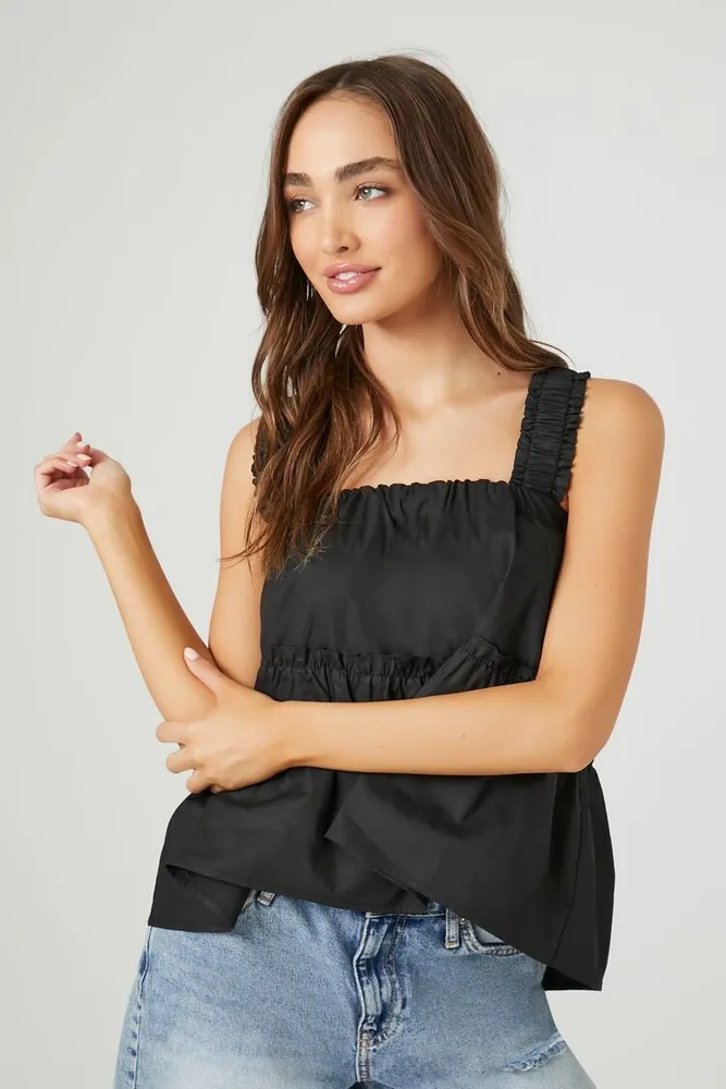 Forever 21 Women s Poplin Ruched Strap Tank Top Vancouver Mall