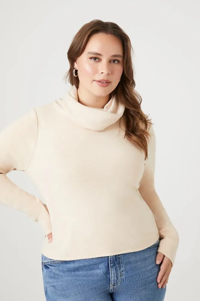 Forever 21 Women s Sweater Knit Turtleneck Top in Oatmeal 0X