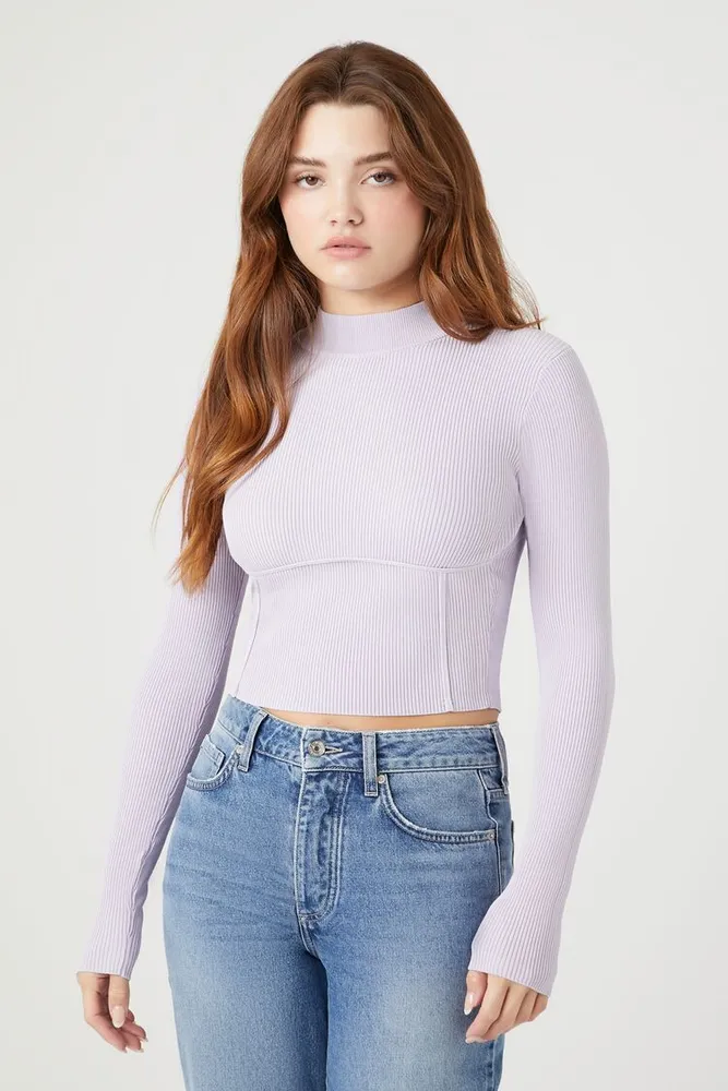 Forever 21 ribbed mock cheap neck top