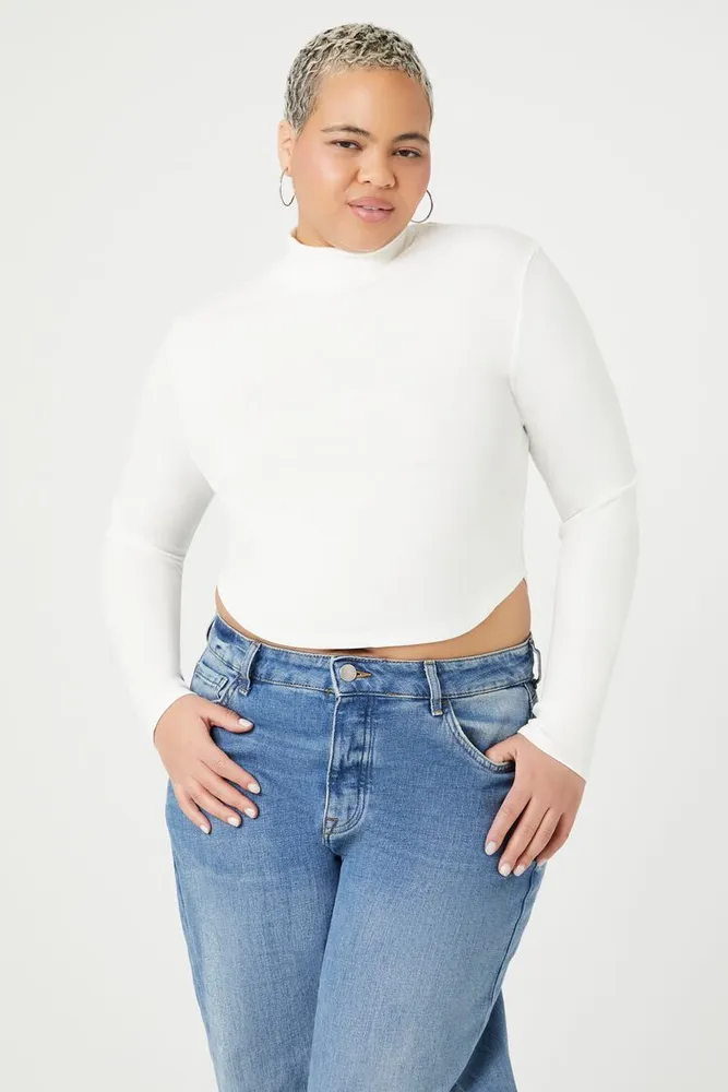 White turtleneck crop top forever 21 top