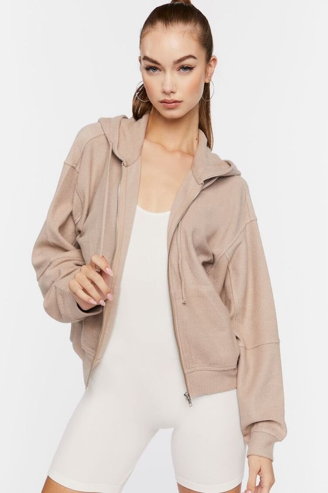 Forever 21 Women s Ribbed Zip Up Hoodie XL Plaza Las Americas