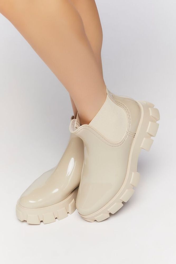 Forever 21 Women s Faux Patent Leather Chelsea Boots in Nude 9
