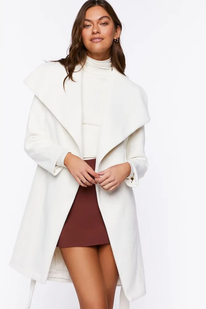 Forever 21 Women s Belted Duster Coat in Vanilla Medium Plaza