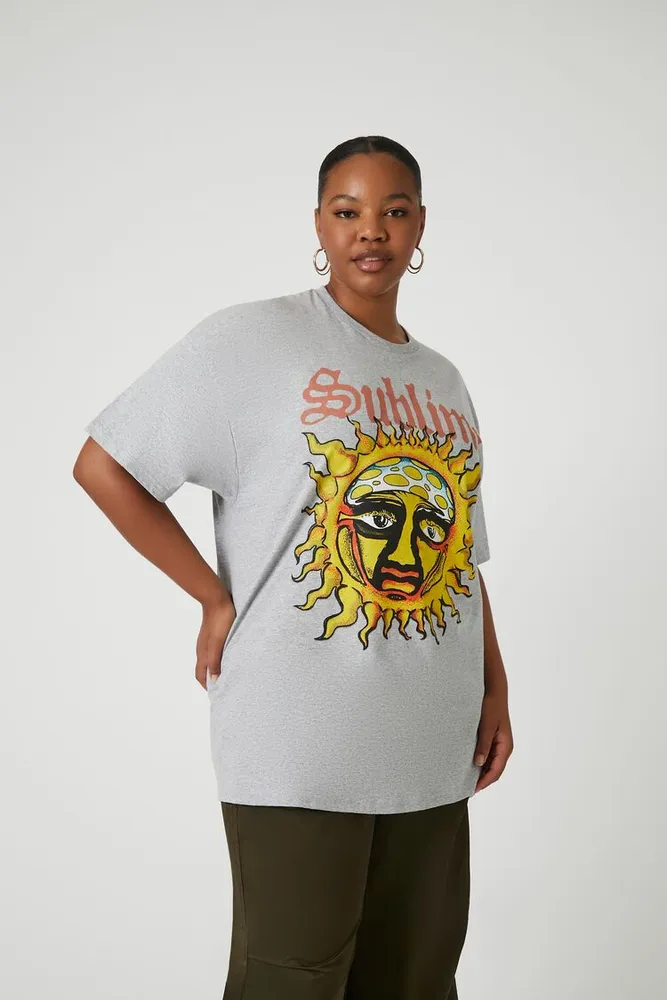Forever 21 Women s Sublime Fleece Graphic T Shirt in Grey 0X