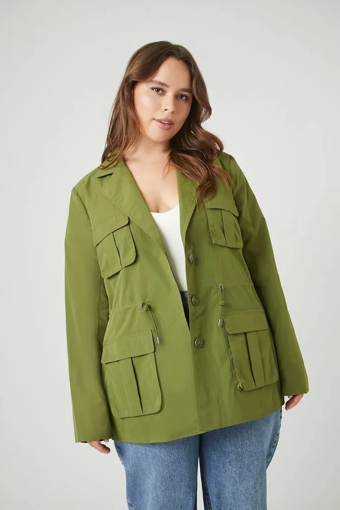 Forever 21 Women s Cargo Utility Jacket in Olive 1X CoolSprings