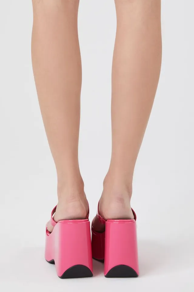 Forever 21 Women s Dual Strap Platform Wedges Pink CoolSprings