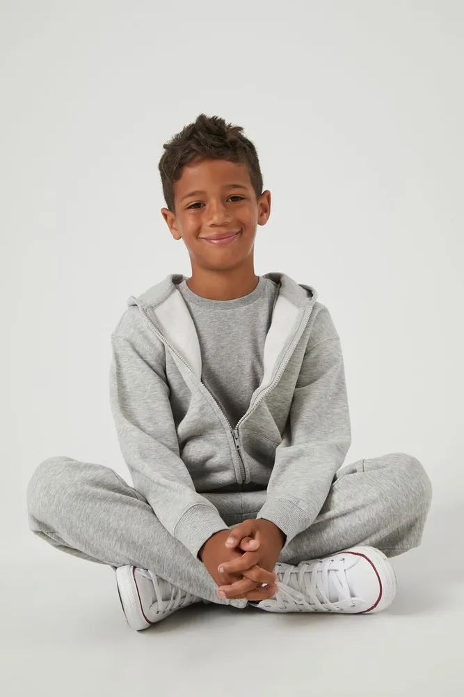Forever 21 Kids Fleece Zip Up Hoodie Girls Boys in Heather