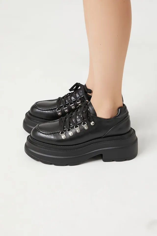 Forever 21 Women s Faux Leather Lug Sole Oxfords Vancouver Mall