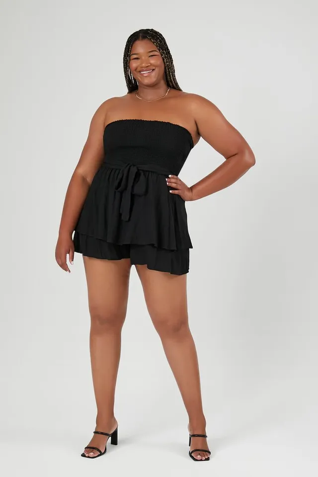 Forever 21 Women s Belted Strapless Romper in Black 3X