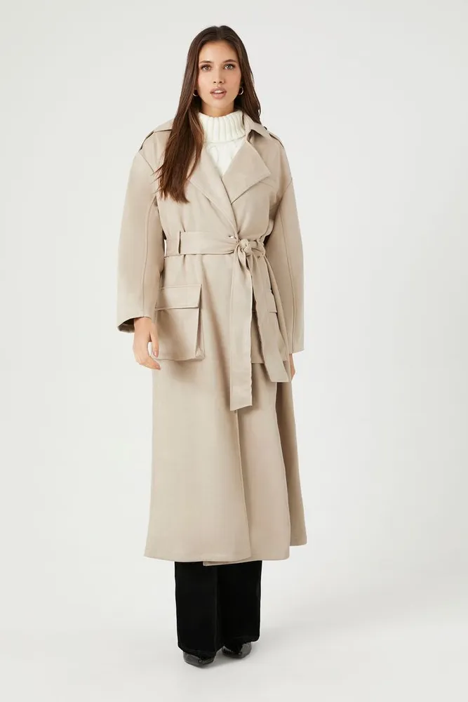 Forever 21 Women s Belted Faux Suede Trench Coat in Goat Large