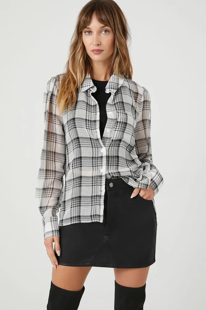 Sheer new arrivals plaid shirt