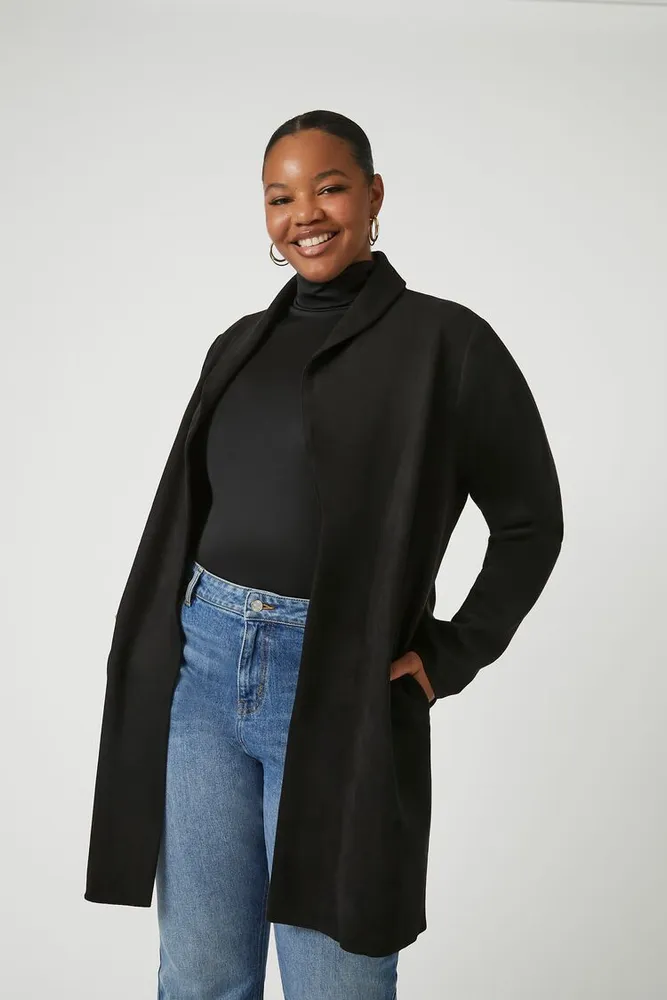 Forever 21 Women s Faux Suede Cocoon Coat in Black 2X
