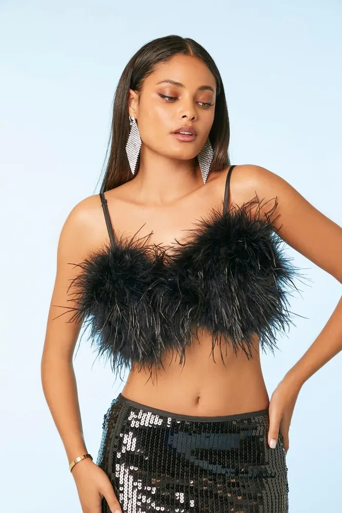 Feather crop top top forever 21