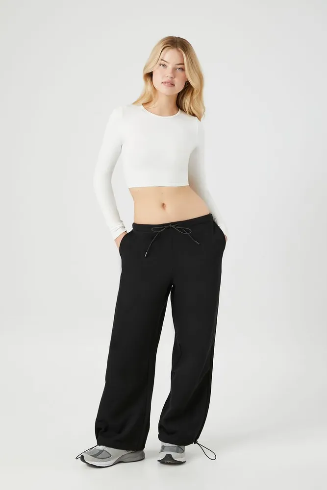 Forever 21 Women s French Terry Toggle Drawstring Joggers in Black