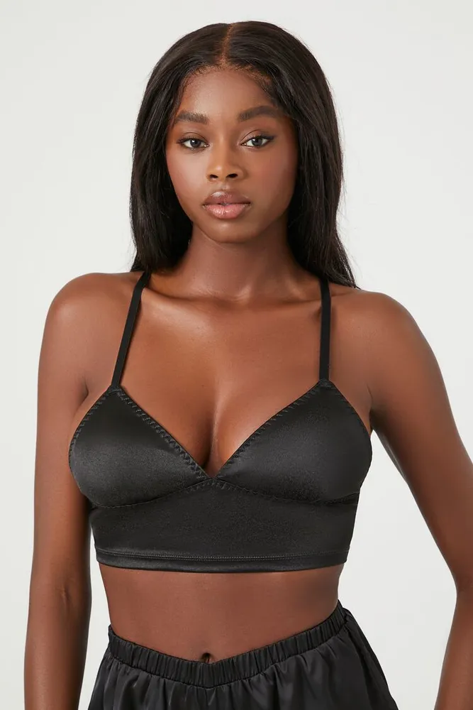 Satin black bralette hot sale
