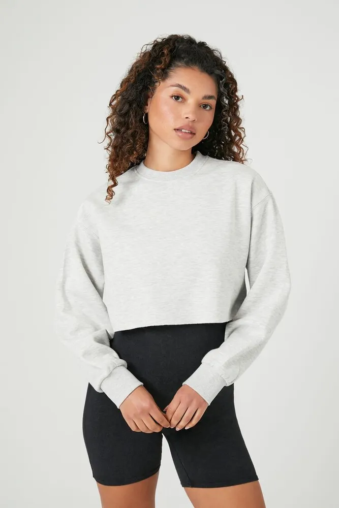 Cropped fleece pullover top