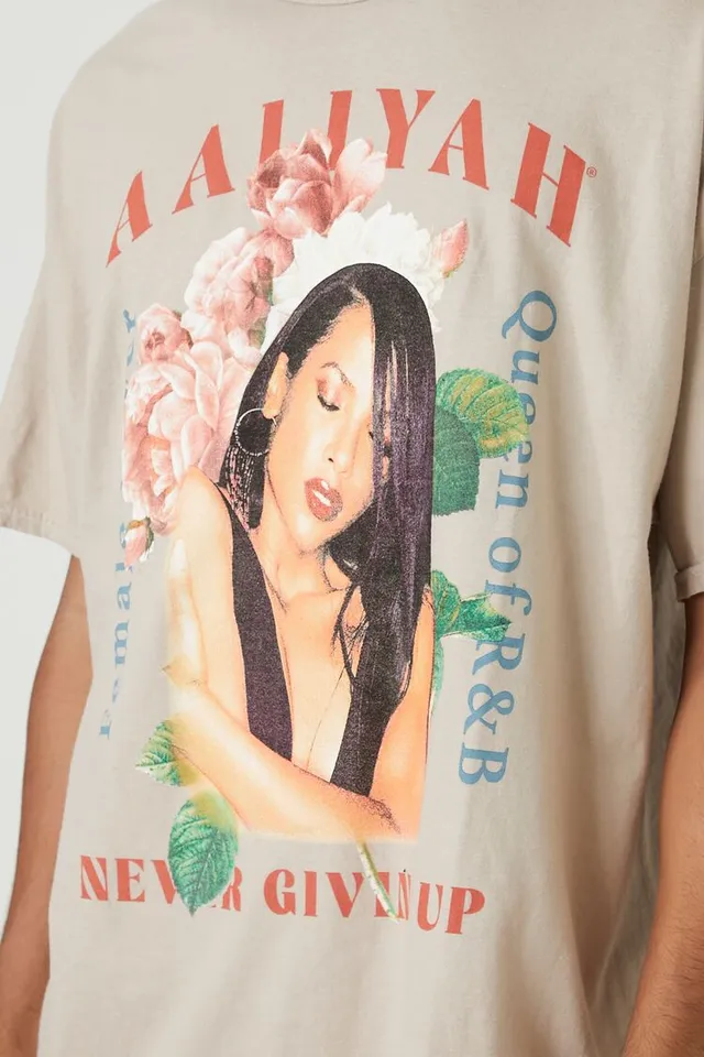 Forever 21 Men Floral Aaliyah Graphic Tee in Taupe XXL