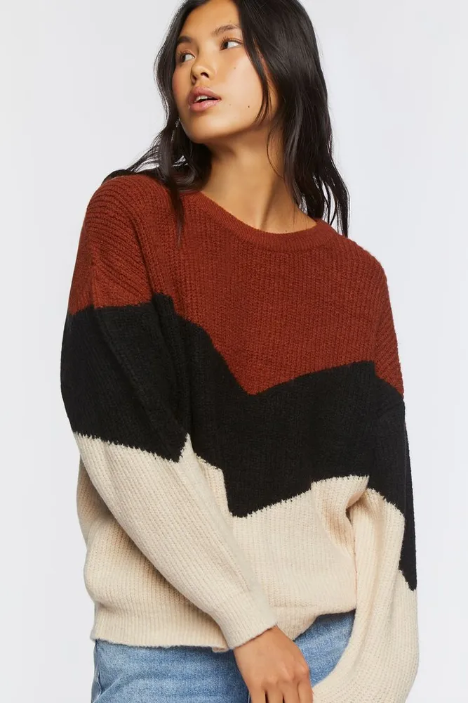 Colorblock chevron sweater hot sale