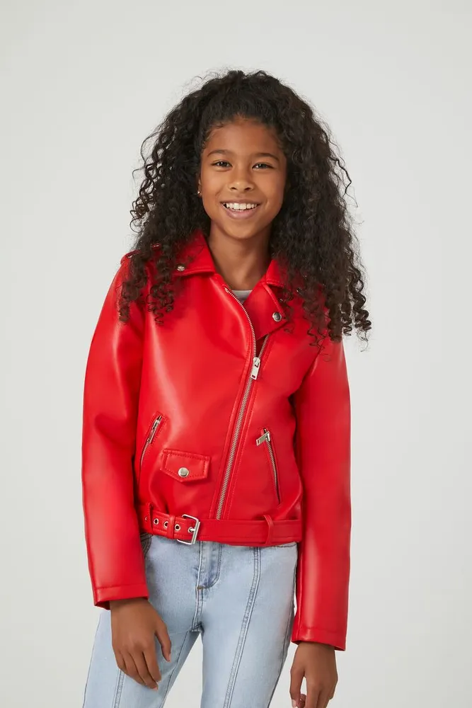Girls faux cheap leather jacket