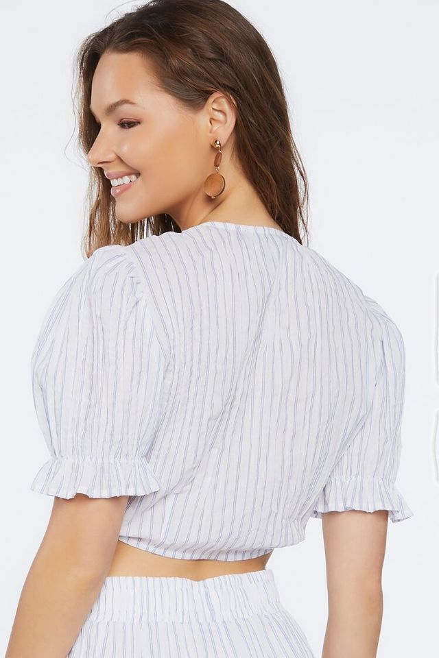 Forever 21 striped tie front shop crop top