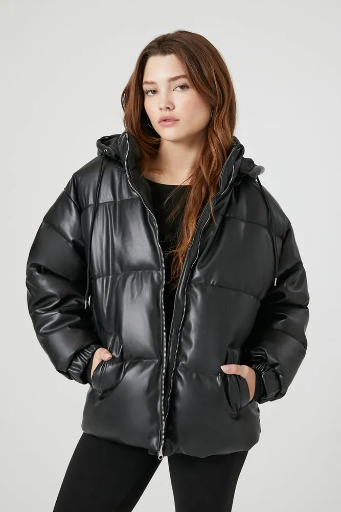 Hooded puffer jacket forever 21 store