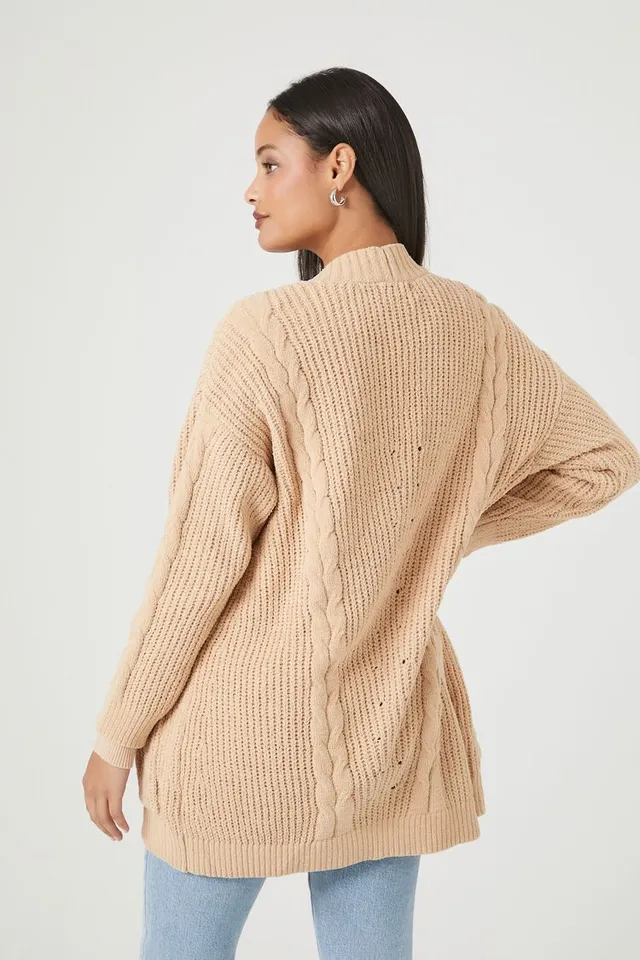 Forever 21 Women's Open-Front Cardigan Sweater Taupe | MainPlace Mall