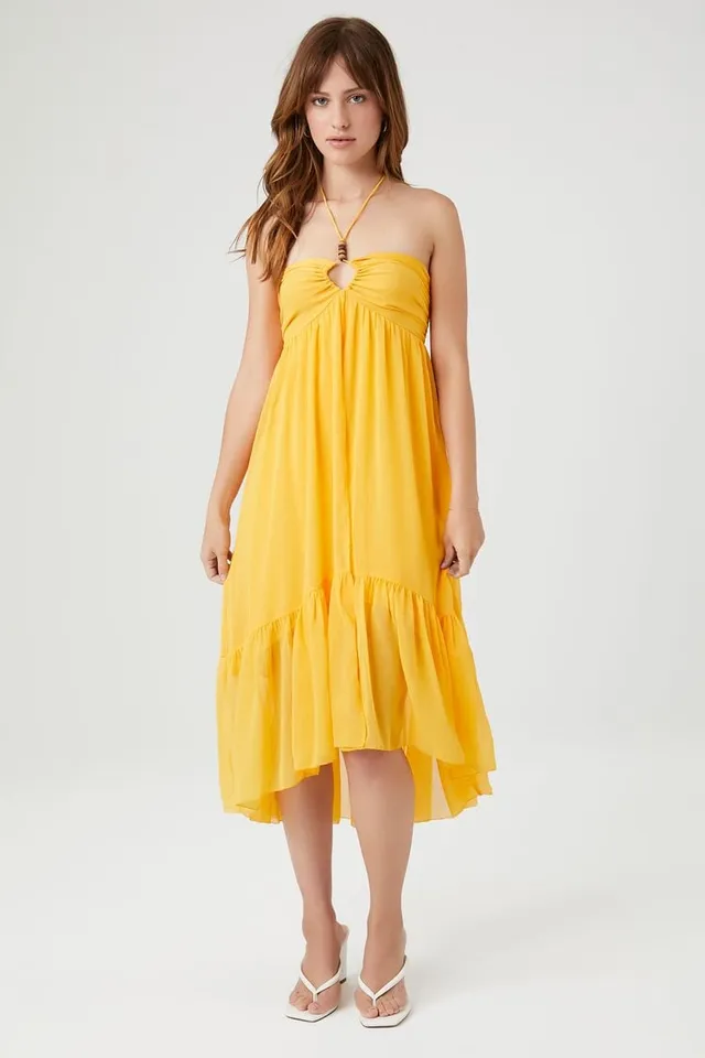 Forever 21 Women s High Low Halter Maxi Dress in Orange Small