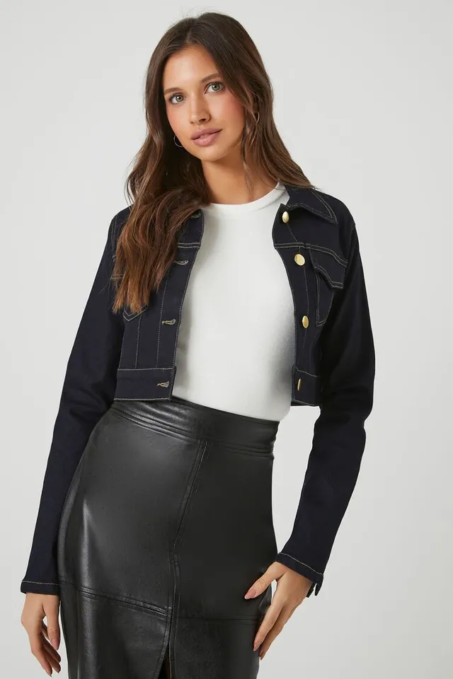 Black denim jacket store womens forever 21