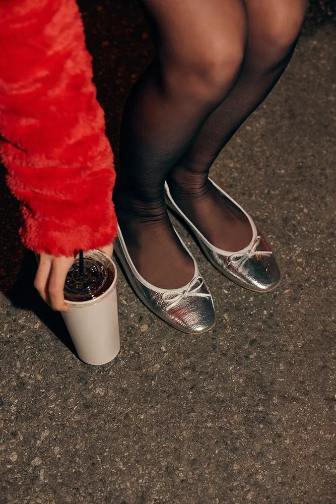 Faux leather discount ballet flats