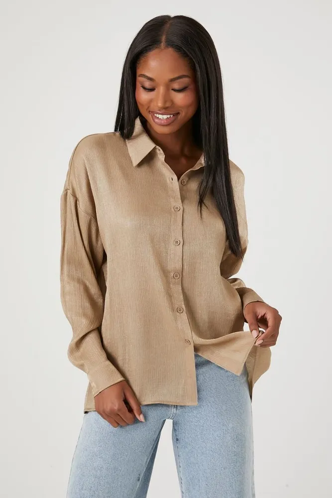 Forever 21 Women s Glitter High Low Shirt in Taupe XL Plaza Del