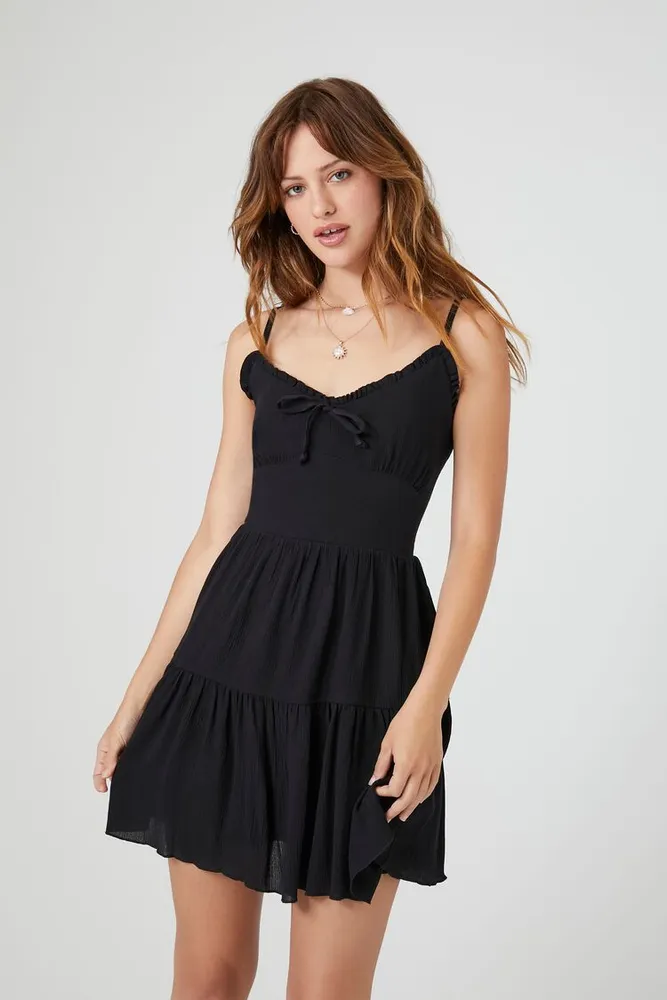 Black ruffle dress forever 21 shop